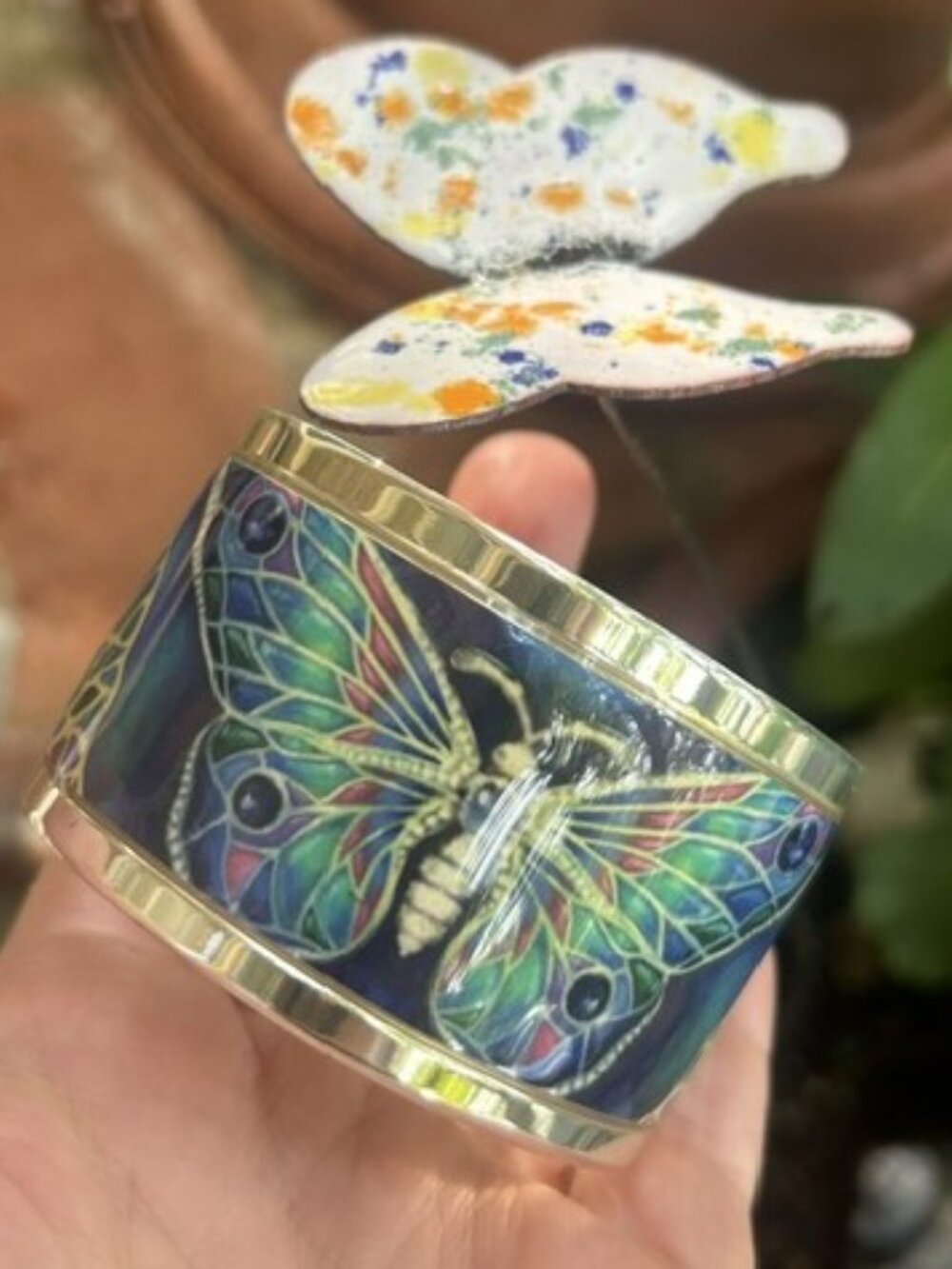 BRIGHTON Collectible “Pop Appeal” BUTTERFLY Silver Enamel Cuff BRACELET - Picture 3 of 11
